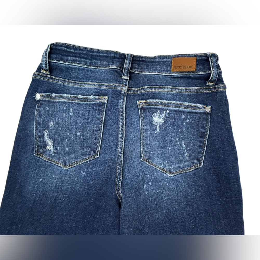 Judy Blue | Marsha Midrise Boyfriend Bleach Splash Striped Jean | Size 5/27 - Picture 6 of 9